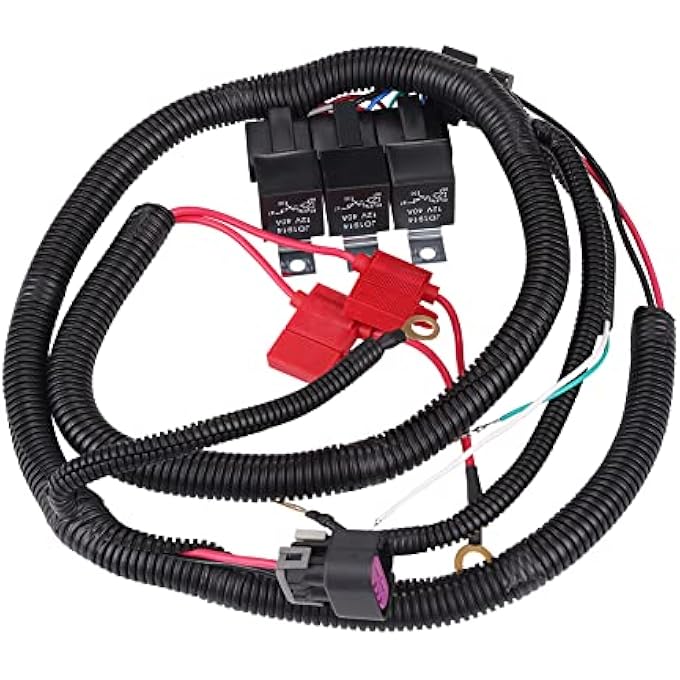 WMPHE Dual Electric Fan Upgrade Wiring Harness Kit Compatible With Chevy Gmc Gm Truck Suv 1999 2000 2001 2002 2003 2004 2005 2006 Ecu Control Electric Cooling Fan Relay Wire Harness Kit 7L5533A226T - Image 1