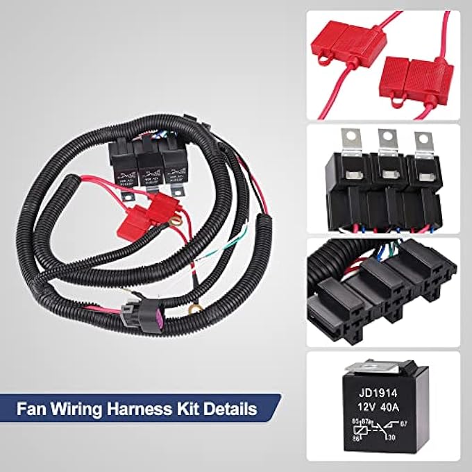 WMPHE Dual Electric Fan Upgrade Wiring Harness Kit Compatible With Chevy Gmc Gm Truck Suv 1999 2000 2001 2002 2003 2004 2005 2006 Ecu Control Electric Cooling Fan Relay Wire Harness Kit 7L5533A226T - Image 5