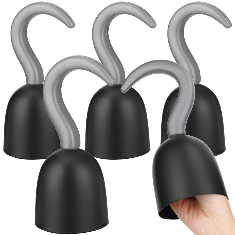 Threan 4 Pcs Large Pirate Hook Captain Hand Plastic Captain Hook Costume Accessories for Halloween SuppliesBlack Style