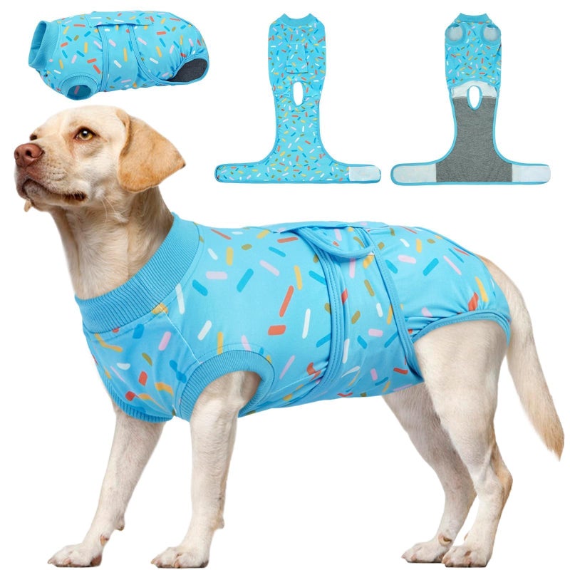 Kuoser Dog Surgery Suit Dog Surgery Suit Male Neuter Comfy Puppy Recovery Suit Doggie Onesie PostOp Onesie for Female Male Dogs Soft Protective Wear BlueRibbon L - Image 2