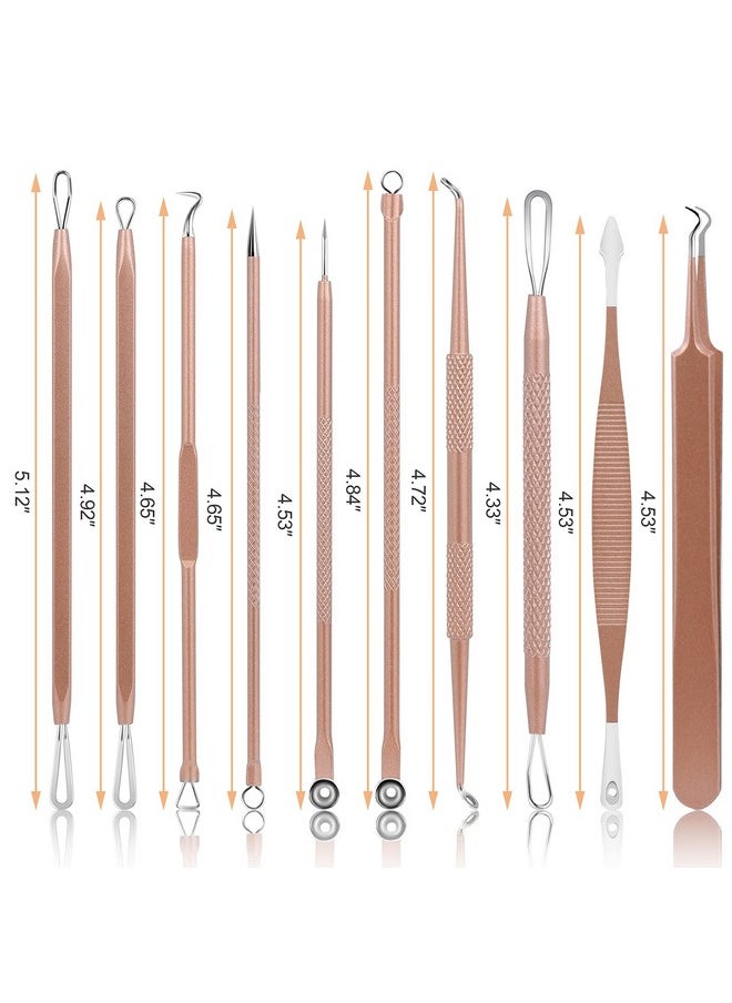 MENOLY - Pimple Popper Tool Kit Menoly 10 Pcs Blackhead Remover Comedone Extractor Acne Removal Kit For Blemish Whitehead Poppingzit Removing For Nose Face Tools With A Leather Bag (Rose Gold) - Image 1