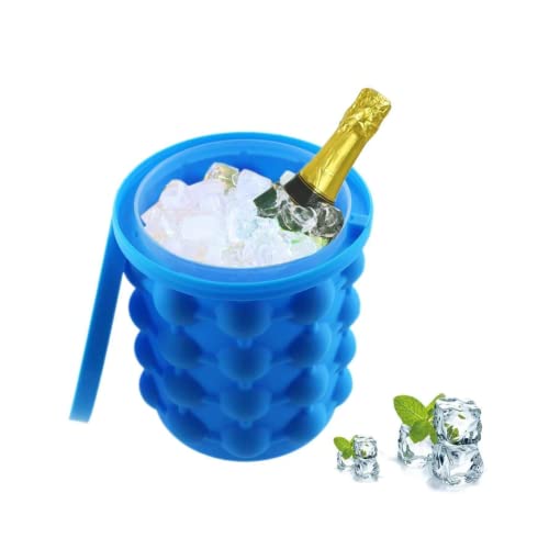 Suzec Ice Cube Maker Mould Ice Tray, Silicone Ice Bucket, (2 in 1) Ice-Ball Makers for Home, Round Portable Ice Bucket for Frozen Whiskey, Cocktail, Beverages|Space Saving Ice Cube Maker for Party - Image 1