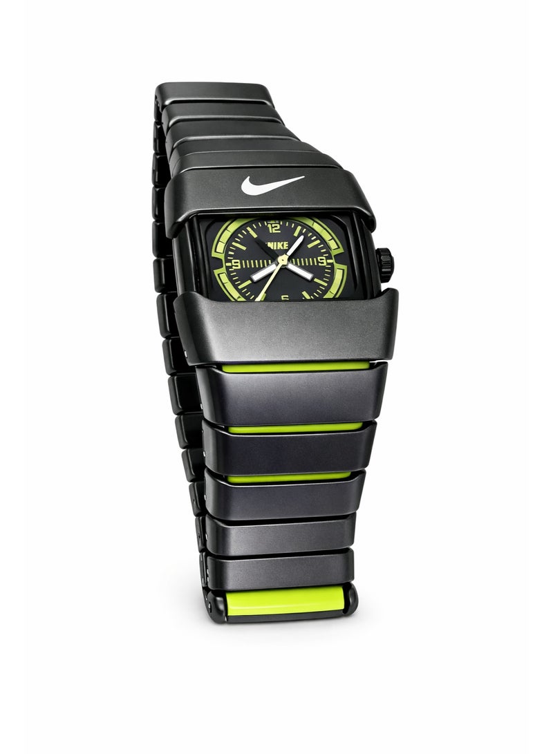 Nike Stainless Steel Analog Watch Black with Green Dial Men's Wrist Watch