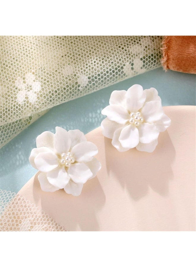 LUMYA Flower Pearl Stud Earrings, Elegant Spring Summer Floral Design, Lightweight and Simple Earrings for Daily Wear, Weddings, Parties, Birthdays and Gifts - Image 4