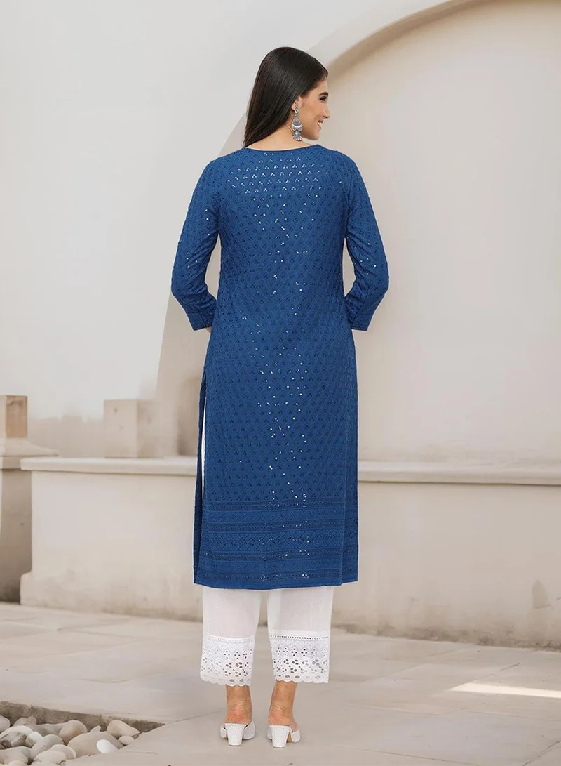 ISHIN  WOMEN Teal Rayon Kurta for Women | Best Price UAE