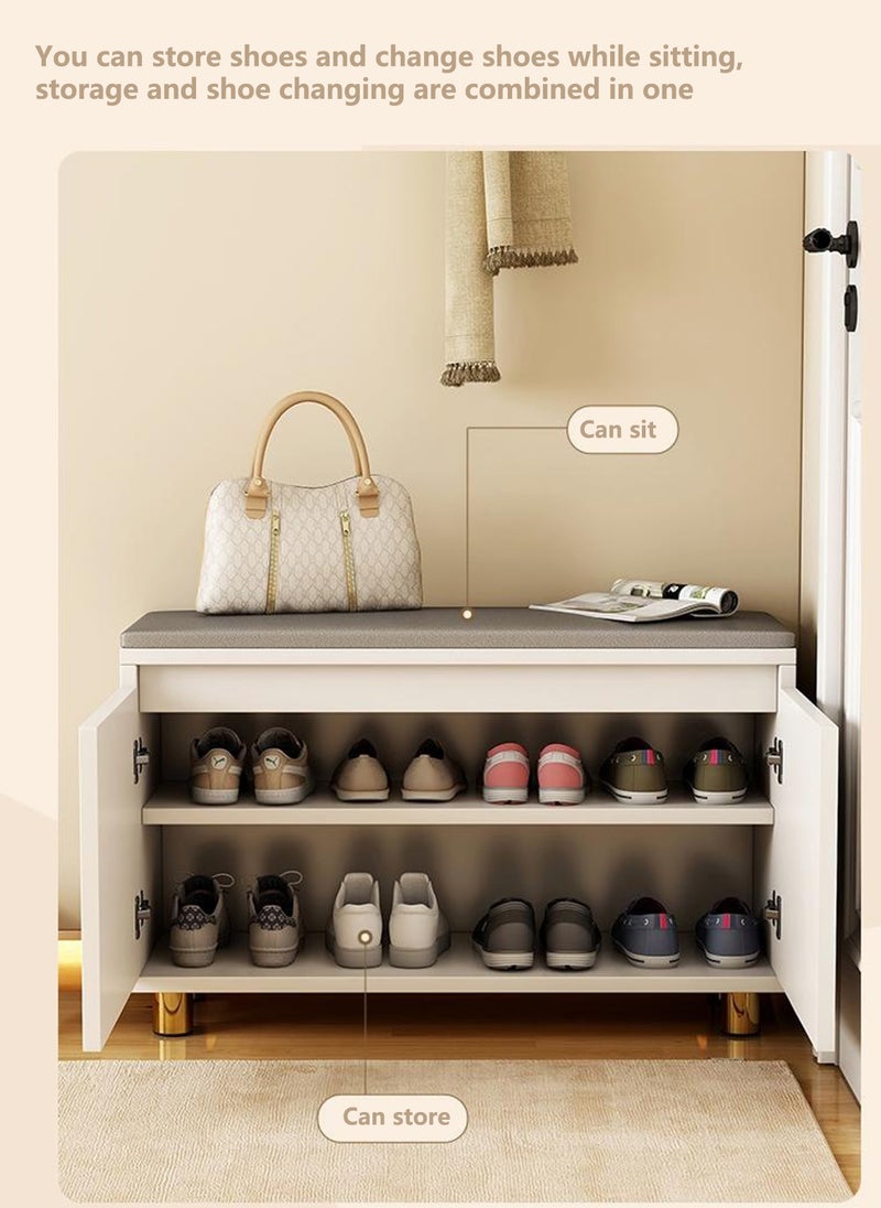 Sharpdo Simple Shoe Cabinet, Shoe Cabinet for Sitting at The Entrance, Shoe Bench, Wooden Storage Cabinet, Entryway Shelf 80*30*50CM  - Image 3