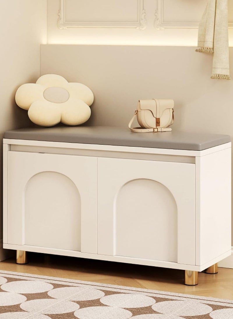 Sharpdo Simple Shoe Cabinet, Shoe Cabinet for Sitting at The Entrance, Shoe Bench, Wooden Storage Cabinet, Entryway Shelf 80*30*50CM  - Image 1