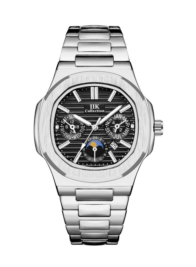 اي اي كيه كوليكشن ساعة يد رجالية من آيكي كوليكشن, سوار فضي مع ميناء أسود - Image 1