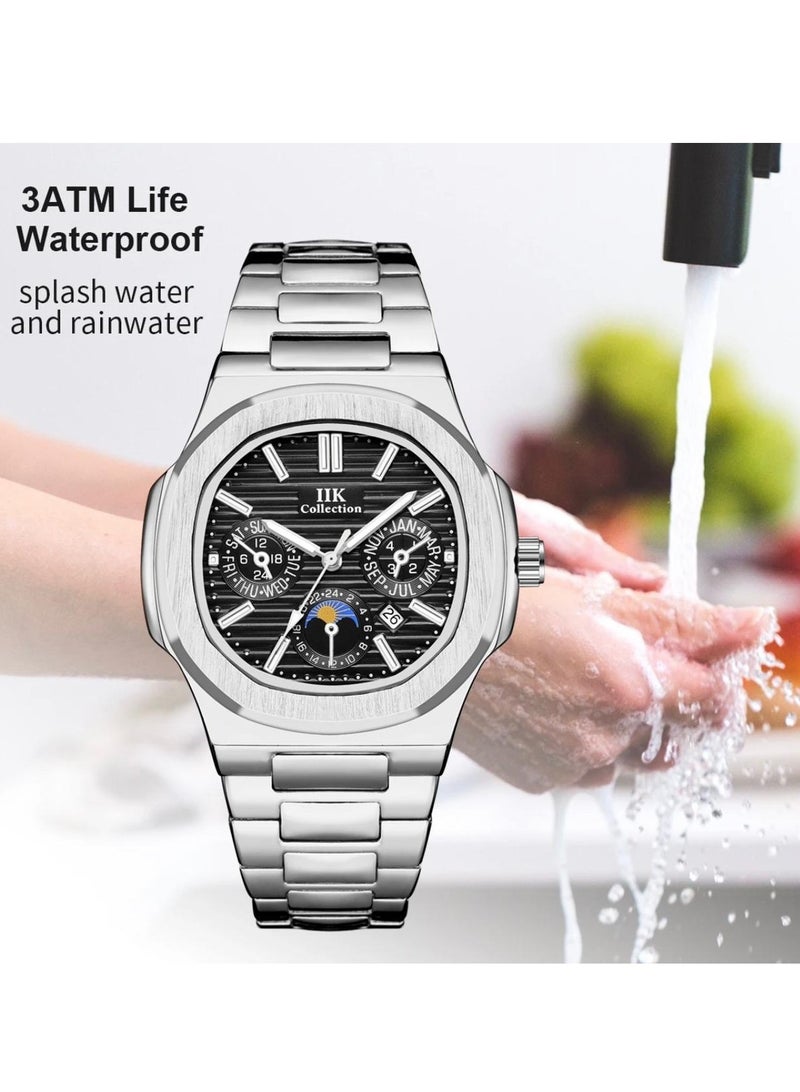 اي اي كيه كوليكشن ساعة يد رجالية من آيكي كوليكشن, سوار فضي مع ميناء أسود - Image 4