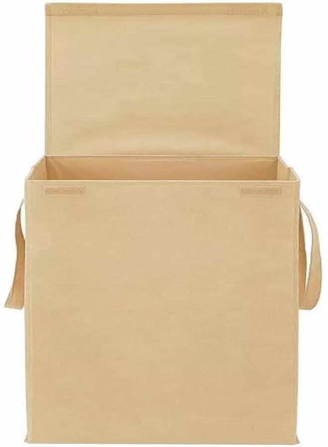 STORE MORE 68 L Solid Laundry Basket for Clothes With Lid Durable and Collapsible Laundry Storage Bag with Side Handles Clothes & Toys Storage Foldable Laundry Bag for Dirty Cloth (Beige, Pack of 1) - Image 2