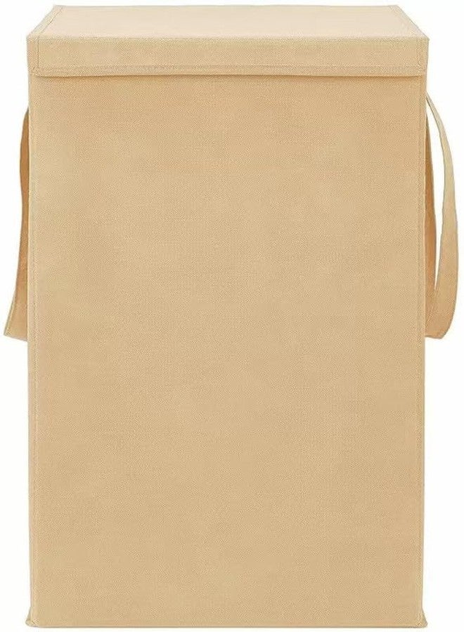 STORE MORE 68 L Solid Laundry Basket for Clothes With Lid Durable and Collapsible Laundry Storage Bag with Side Handles Clothes & Toys Storage Foldable Laundry Bag for Dirty Cloth (Beige, Pack of 1) - Image 1