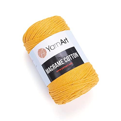 YarnArt Macrame Cotton – 80% Cotton, 20% Polyamide Macrame Cord, Medium Weight, 8.8 oz (250g), 246 yds – Knitting, Crochet & Unique Macrame Crafts (796-Mustard) - Image 1