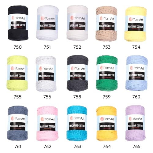 YarnArt Macrame Cotton – 80% Cotton, 20% Polyamide Macrame Cord, Medium Weight, 8.8 oz (250g), 246 yds – Knitting, Crochet & Unique Macrame Crafts (796-Mustard) - Image 2