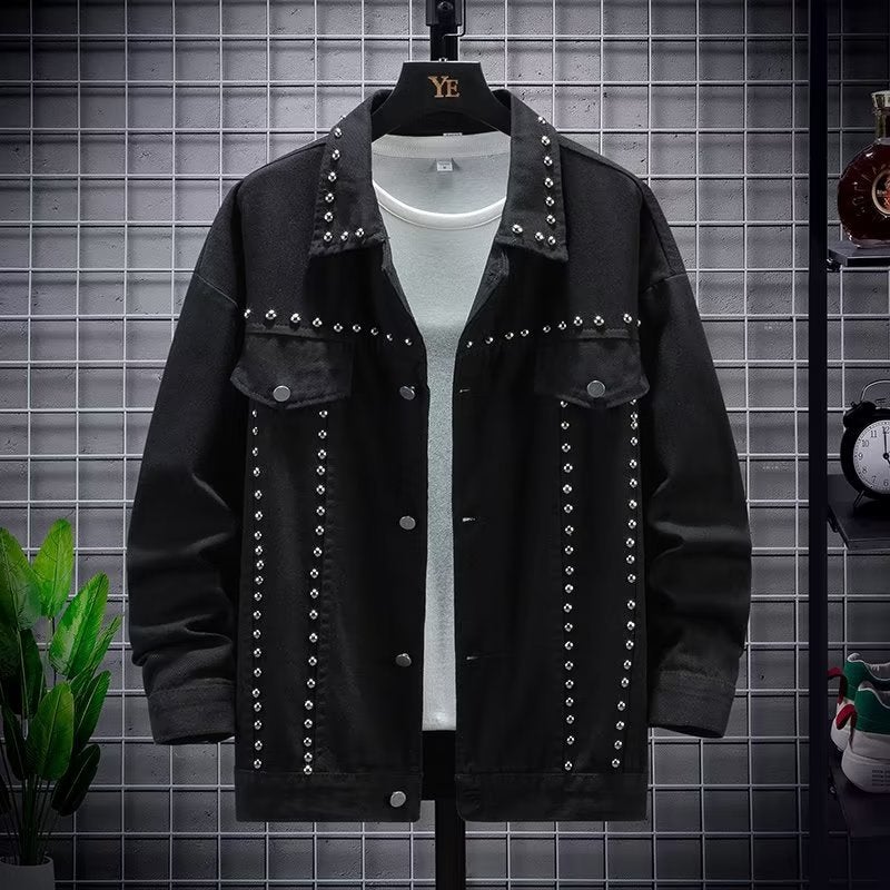 Trendy Brand American Retro Couple Black Denim Jacket For Men And Women Loose Fashionable All-Match Jacket - Image 2