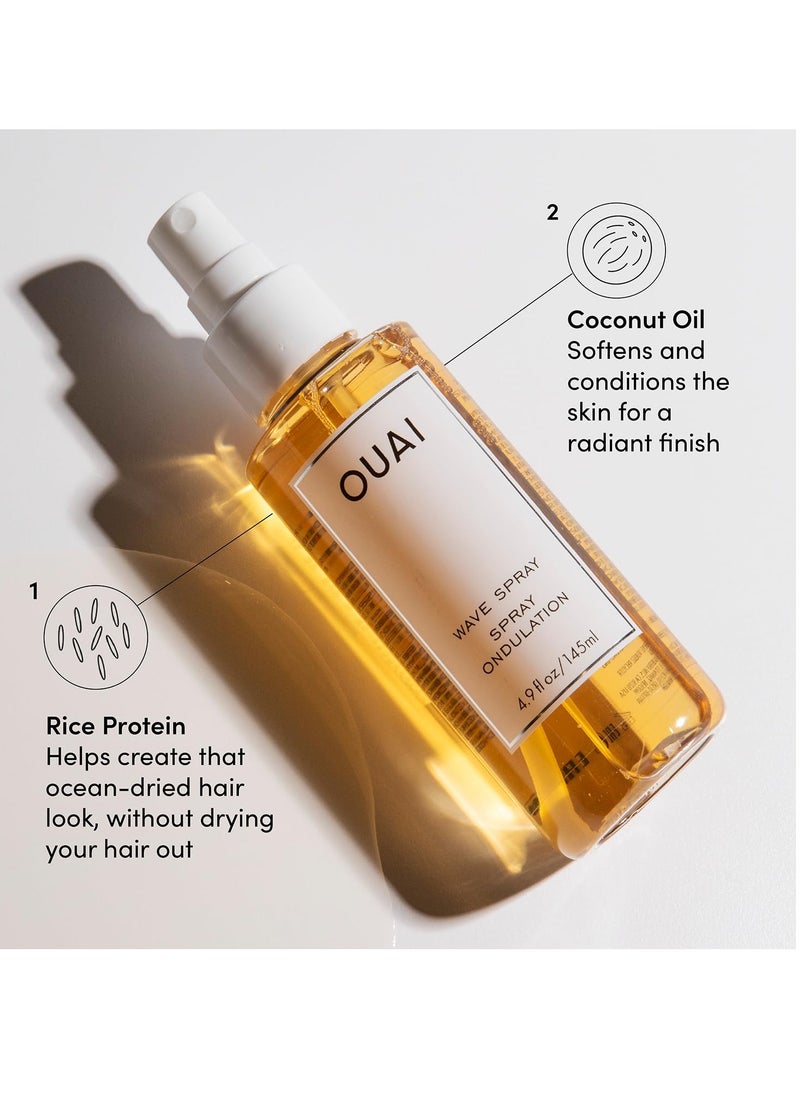 Ouai OUAI Wave Spray - Coconut Oil & Rice Protein Texture Mist for Voluminous Beach Waves with Shine - Paraben Free, Safe for Color & Keratin-Treated Hair (4.9 fl oz)  - Image 2