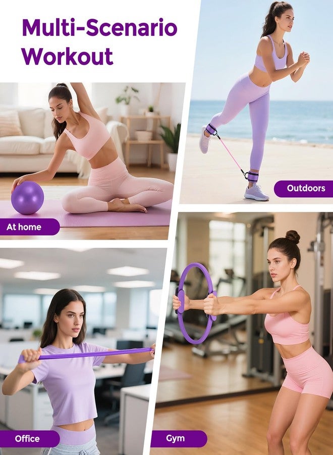 Leychves Pilates Essentials Kit for Women, 14-Inch Magic Circle Home Pilates Equipment with Pilates Ring and Ball Set, 5 Resistance Bands & Accessories for Home Workouts Beginners Essentials Starter Set - Image 4