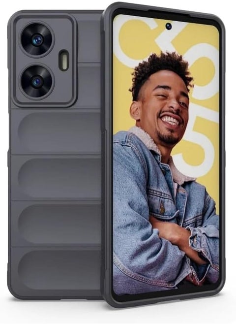 New Armor Shockproof Back Bumper Soft TPU Fundas Compatible with Realme C55 (Dark Gray)