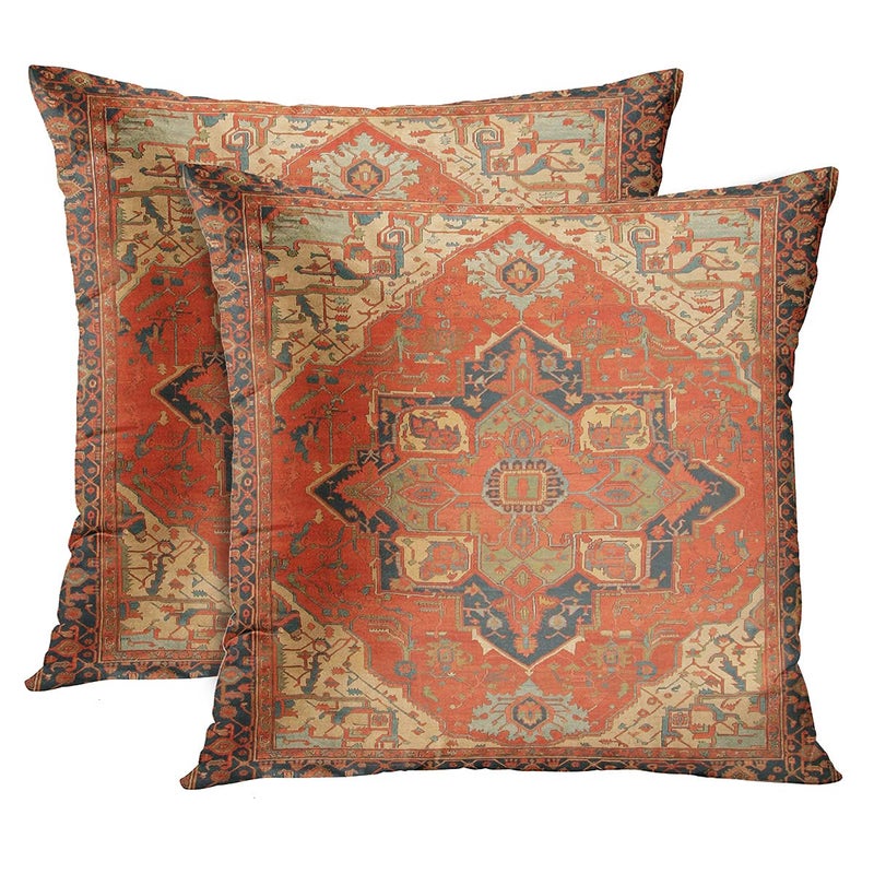 Britimes Britimes Throw Pillow Covers  Aztec Kilim Home Art Decor  18 x 18 Inches Set of 2 Cushion Sofa Cases  Abstract Oil Painting Pillowcases for Bedroom  Living Room  Ethnic Decorative  Turkish Tribal  - Image 1