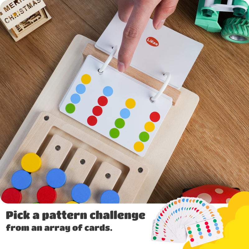 LiKee No-Lose-Parts Wooden Color Matching Slide Puzzle for 3+ Years Old, Montessori Learning Toys for Toddlers Fine Motor Skills, Board Games for Kids Boys Girls Birthday Party Plane Travel Road Trip - Image 4