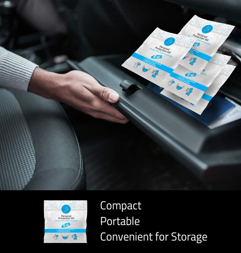 pH Advantage Mini Personal Protection Kit ToGo 10 PACK Mask Hand Sanitizing Gel Sanitizing Cleansing Wipe Packets PPE On the Go Single use Disposable Pocketsized Ideal for travel - Image 5