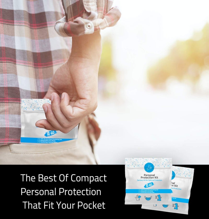 pH Advantage Mini Personal Protection Kit ToGo 10 PACK Mask Hand Sanitizing Gel Sanitizing Cleansing Wipe Packets PPE On the Go Single use Disposable Pocketsized Ideal for travel - Image 4
