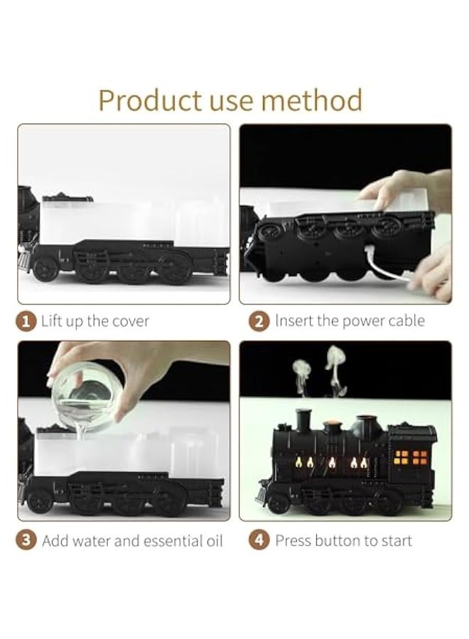 Beauenty Train Diffusers for Essential Oils, 300Ml Locomotive Humidifier with Remote Control, Train Shape 2 Lighting Modes Aromatherapy Cool Train Oil Diffuser for Bedroom Office Desktop - Image 2