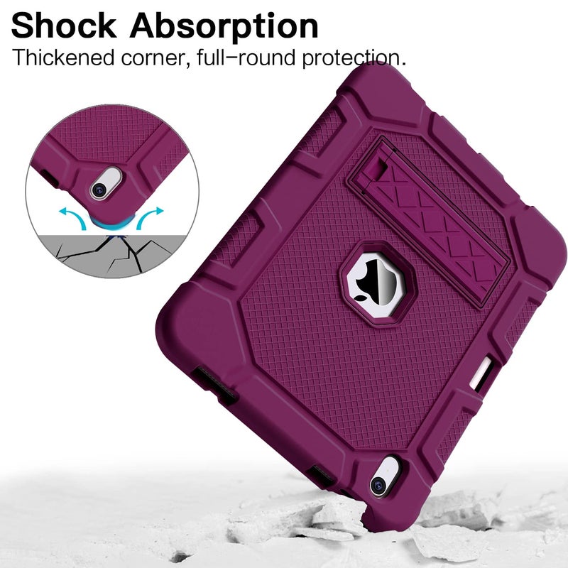Azzsy Case for iPad (A16) 11th Generation 11 Inch 2025 / iPad 10th Generation 10.9 Inch 2022, [Built-in Pencil Holder] Heavy Duty Shockproof Rugged Protective Case, Wine - Image 5