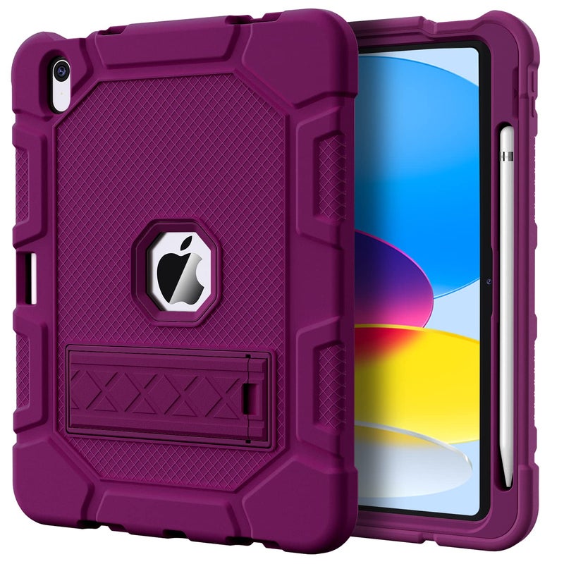 Azzsy Case for iPad (A16) 11th Generation 11 Inch 2025 / iPad 10th Generation 10.9 Inch 2022, [Built-in Pencil Holder] Heavy Duty Shockproof Rugged Protective Case, Wine - Image 1