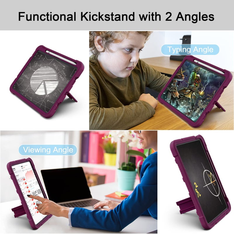 Azzsy Case for iPad (A16) 11th Generation 11 Inch 2025 / iPad 10th Generation 10.9 Inch 2022, [Built-in Pencil Holder] Heavy Duty Shockproof Rugged Protective Case, Wine - Image 3