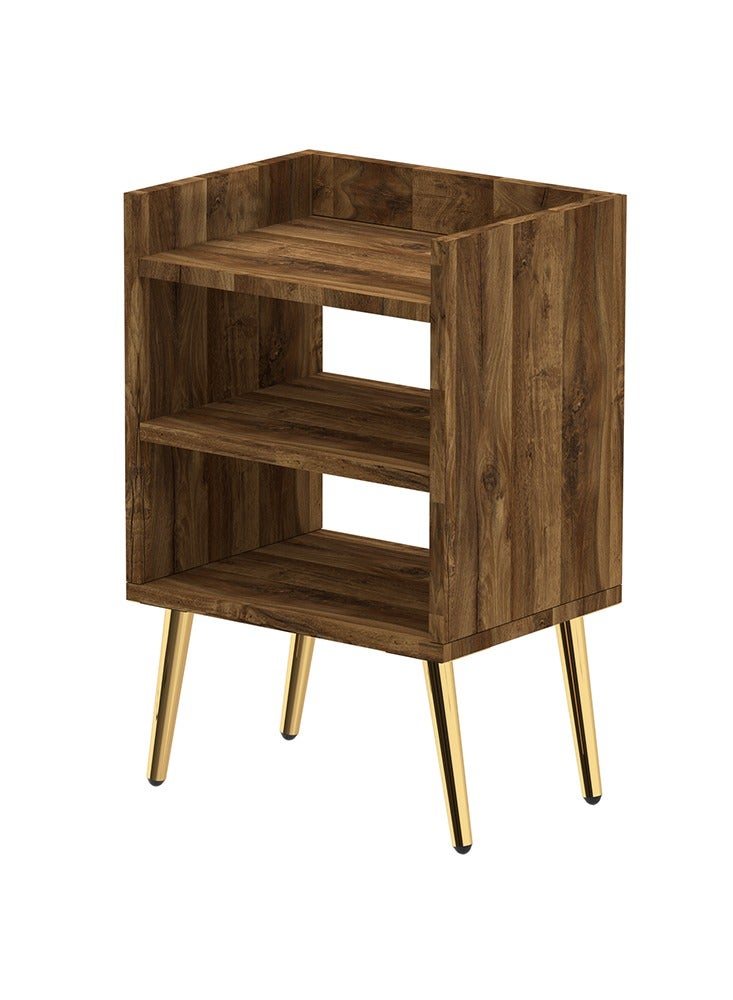 Mahmayi Mahmayi Modern Night Stand Table, Side Table With 3 Open Storage Shelves, Side Table For Living Room, Bedroom - Dark Hunton Oak  - Image 1