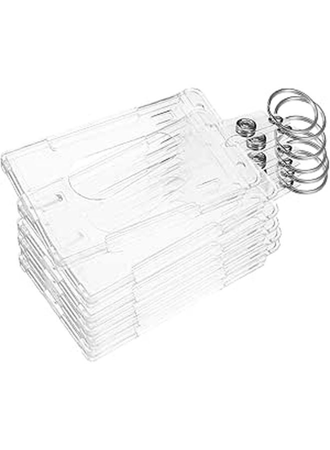 Vertical Dual Sided Hard Plastic ID Card Badge Holder with Thumb Slot Key Ring Reusable Card Protector Sleeves Set of 6 - Image 1