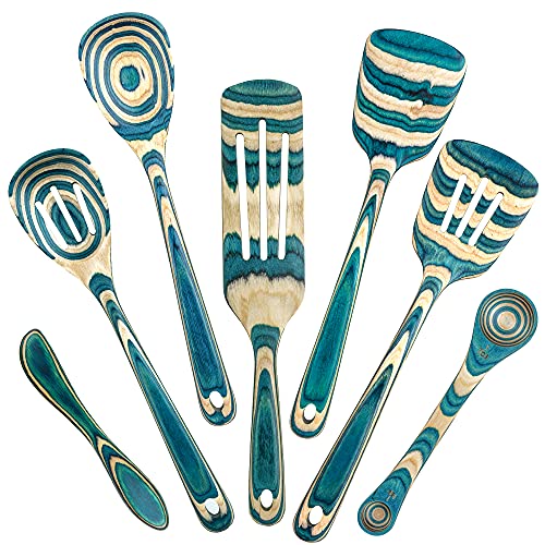 Totally Bamboo Baltique Mykonos Collection 7 Piece Cooking Utensil Set Safe for Nonstick