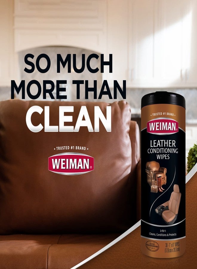 Weiman Leather Cleaner Wipes - Clean Condition UV Protection Help Prevent Cracking or Fading of Furniture, Car Interior, Couch, and Shoes, 4 Pack - Image 3