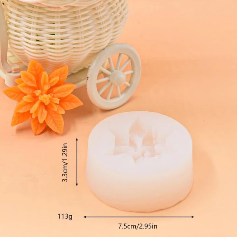 Skytail 3D christmas Flower Shape Silicone fondant Mould candle mould For Making Scented Candle Waxmelts Aromatherapy Clay Craft Soap Resin Casting Home Decoration Chocolate Baking Cakes Candy Muffin Cupcake Dessert Mold - Image 2