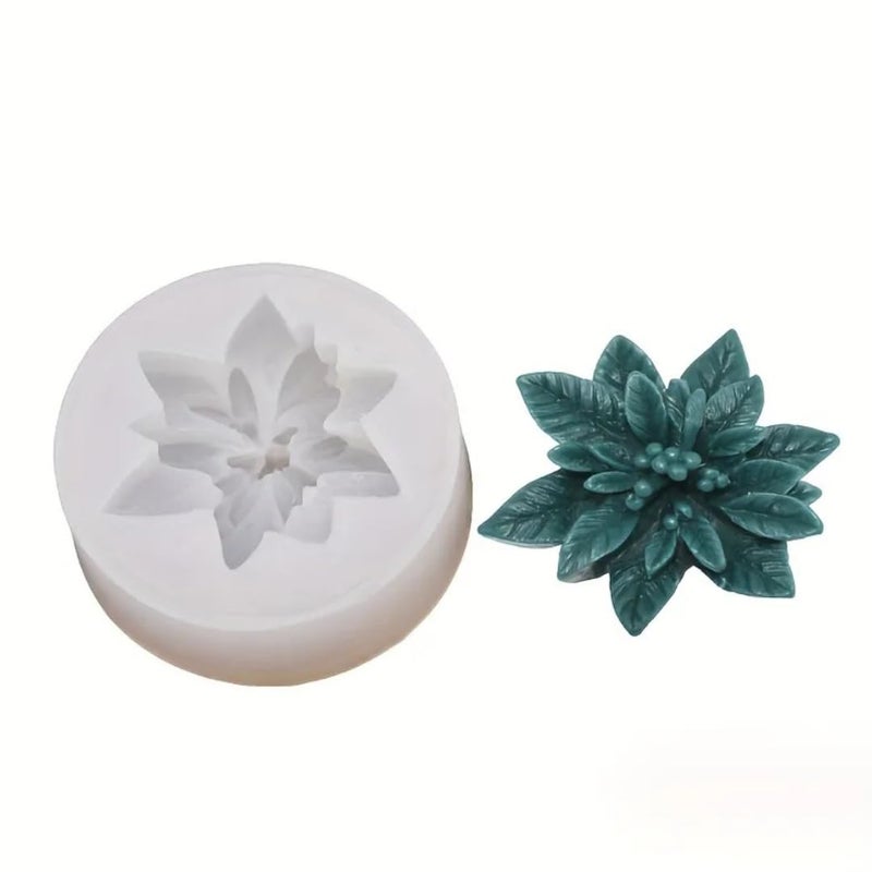 Skytail 3D christmas Flower Shape Silicone fondant Mould candle mould For Making Scented Candle Waxmelts Aromatherapy Clay Craft Soap Resin Casting Home Decoration Chocolate Baking Cakes Candy Muffin Cupcake Dessert Mold - Image 1
