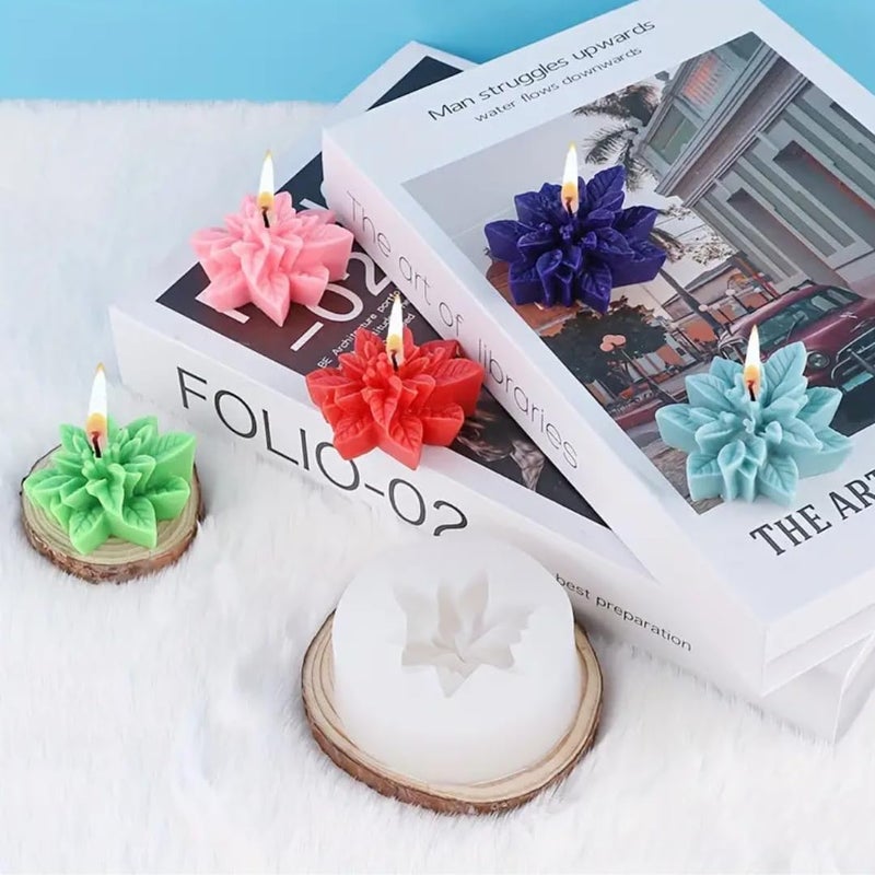 Skytail 3D christmas Flower Shape Silicone fondant Mould candle mould For Making Scented Candle Waxmelts Aromatherapy Clay Craft Soap Resin Casting Home Decoration Chocolate Baking Cakes Candy Muffin Cupcake Dessert Mold - Image 4