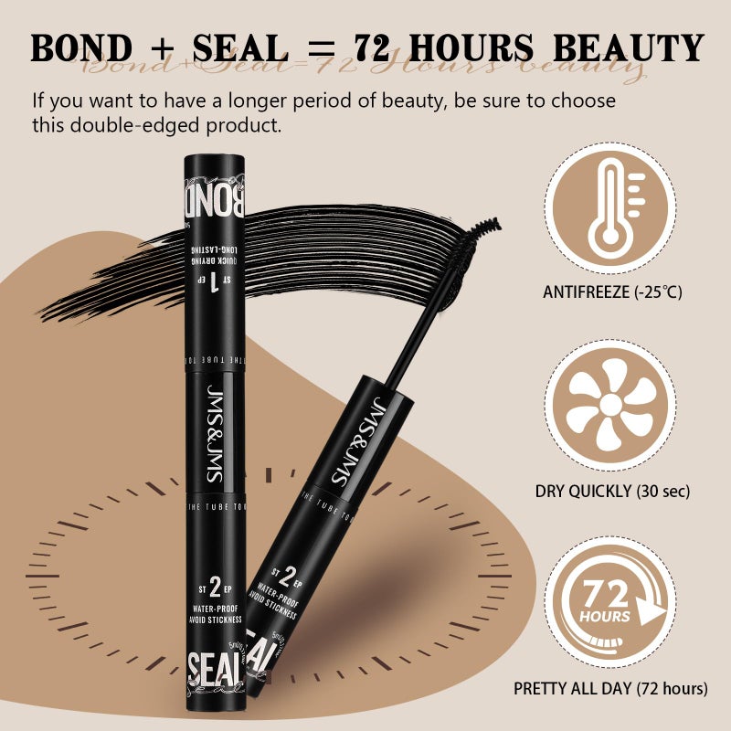 JMS&JMS Lash Bond and Seal Waterproof 10ML Lash Cluster Glue Mascara for Long Lasting Lash Extension Glue Black (5ml+5ml) - Image 3