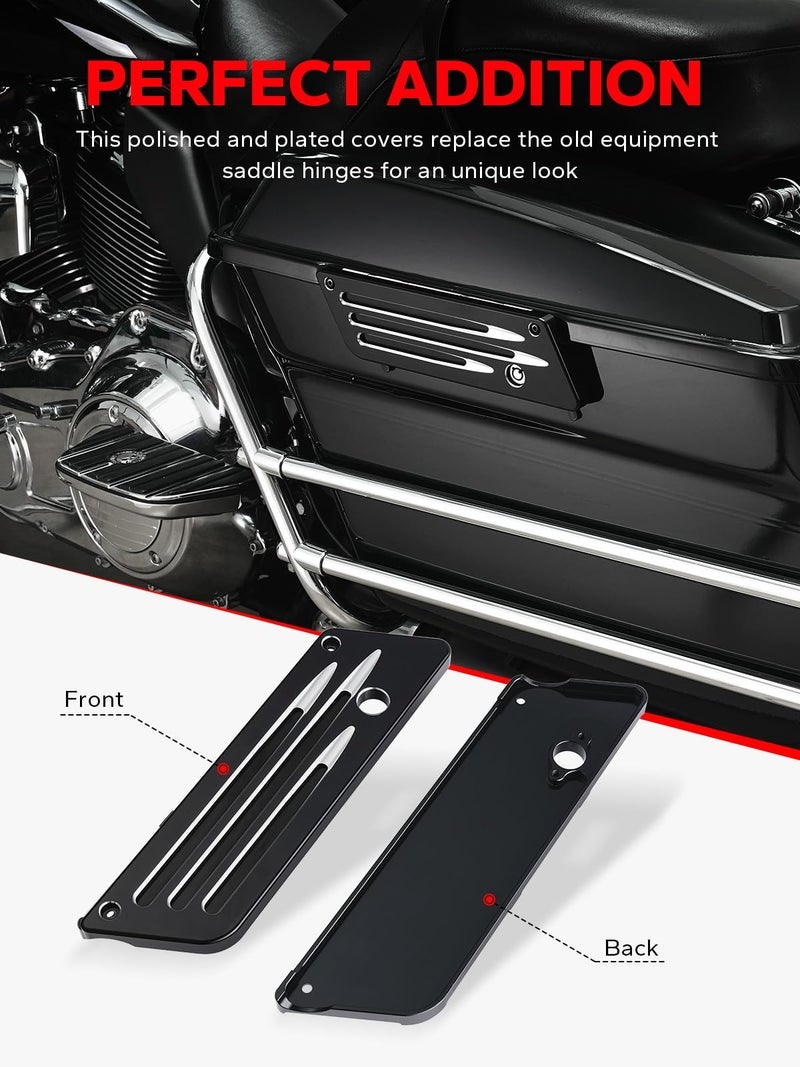 Amazicha Saddlebag Saddle Bag Latch Covers Black Compatible for Harley Davidson Touring Street Glide, Electra Glide, Road Glide 1993-2013 - Image 2