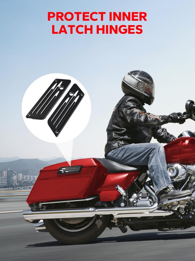Amazicha Saddlebag Saddle Bag Latch Covers Black Compatible for Harley Davidson Touring Street Glide, Electra Glide, Road Glide 1993-2013 - Image 1