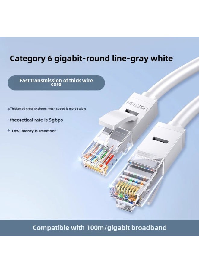 Generic Green Networking Cable Household Engineering Six Types Of Finished Network Cable Black RJ45 Connector Shielding Rubber Shell Gigabit Network Speed-Color:Nw102-category 6 Gigabit White Round Cable-Line Length:1.5m  - Image 1