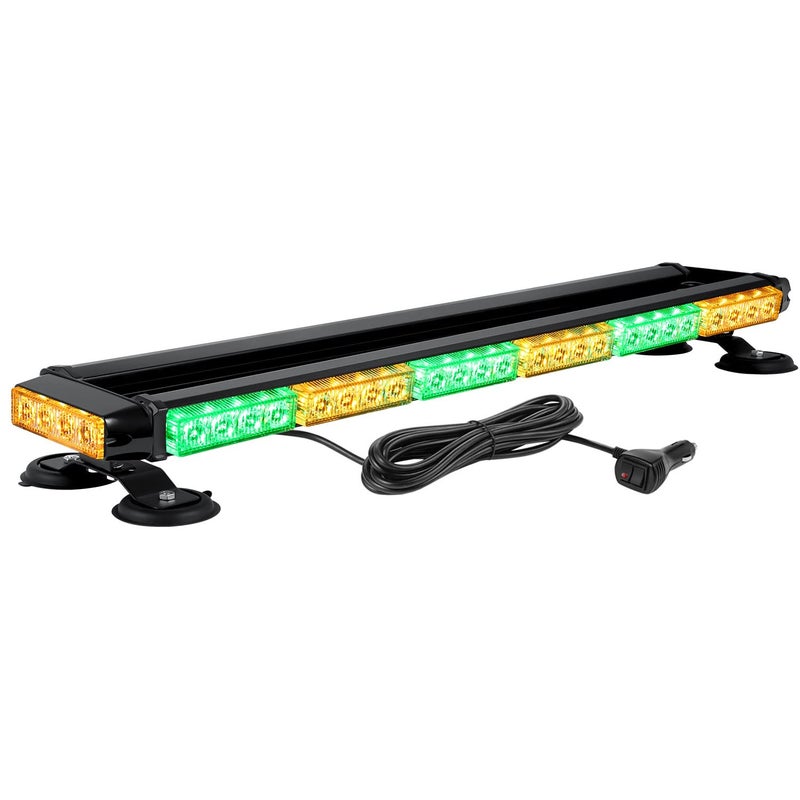 WOWTOU Roof Top Safety Flashing 56 LED Amber Green Emergency Light Bar for Vehicles Trucks POV, Strong Magnetic Double Side Strobe Beacon Lights - Image 1