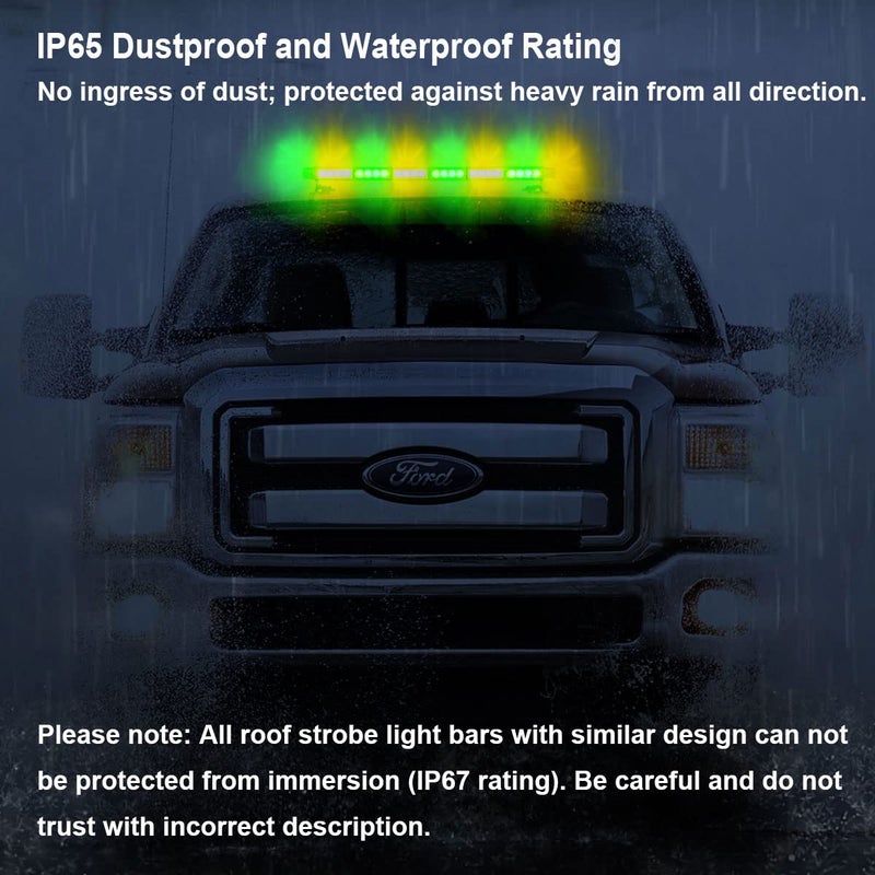 WOWTOU Roof Top Safety Flashing 56 LED Amber Green Emergency Light Bar for Vehicles Trucks POV, Strong Magnetic Double Side Strobe Beacon Lights - Image 5