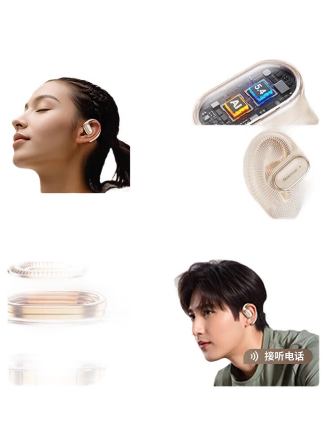 Newmine Ly50 Translation Earphone Simultaneous Interpretation Bluetooth Earphone Bone Conduction Concept Hanging Ear Style Conference Recording Ai Call Noise Reduction Long Battery Life Suitable For H - Image 2