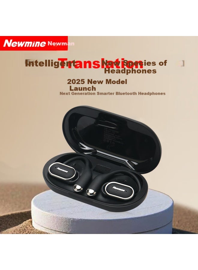 نيومان Newmine Ly50 سماعة أذن ترجمة فورية بلوتوث توصيل عظمي تصميم معلق تسجيل مؤتمرات ذكاء اصطناعي للمكالمات إلغاء ضوضاء عمر بطارية طويل مناسب لـ H - Image 1
