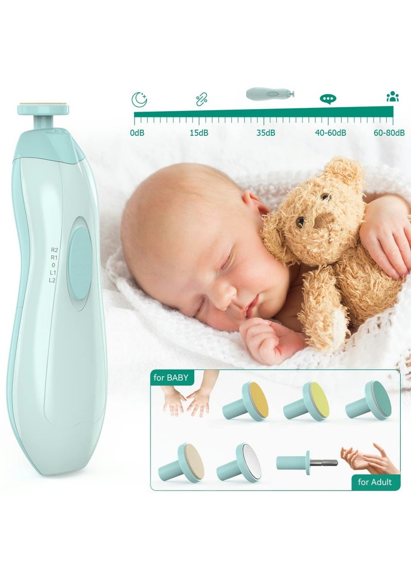لوبانتي Baby Nail Trimmer Electric,  Safe Baby Nail File, Baby Nail Clippers with Light and 6 Grinding Pads for Newborn Infant Toddler or Adults Toes and Fingernails, Kids Nail Care, Polish and Trim - Image 3