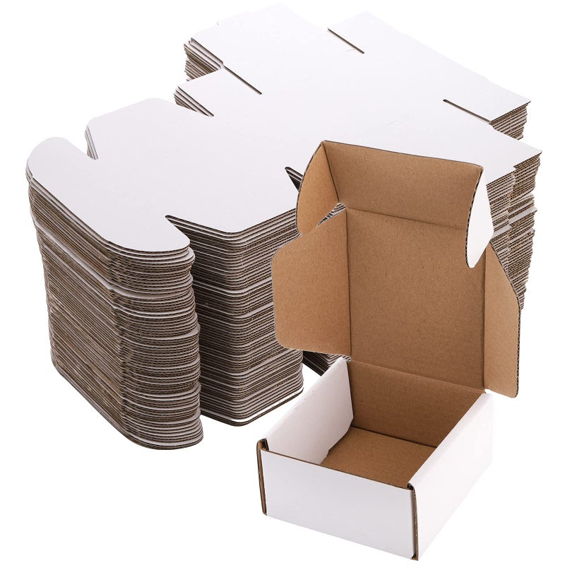 Cedilis 75 Pack Corrugated Mailer, 4x4x2 Inches Shipping Boxes, Small Cardboard Box for Shipping Mailing and Storing, Recyclable, Crush Proof, Oyster White - Image 1