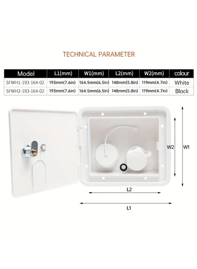 Secure Lockable RV Water Filler Square Gravity Fed Inlet With Hose External Expansion Compatible Car Modification Accessory For Freshwater Systems Compact Design Leakproof Connection Highquality Hose For Van Lifers Outdoor Adventurers Model Sfwh1 - Image 2