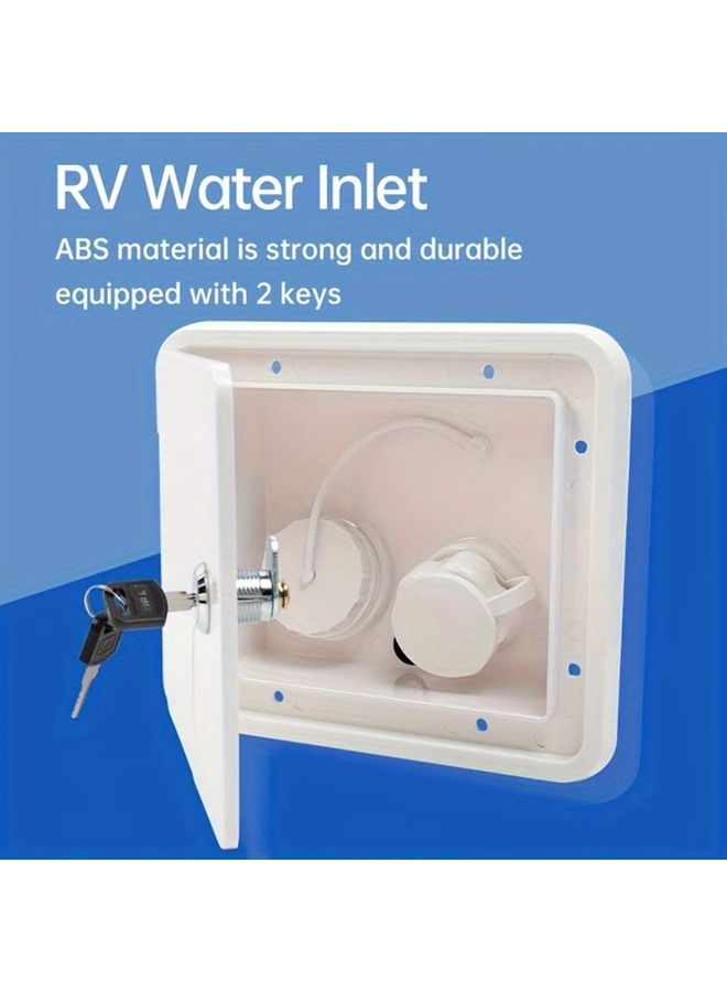 Secure Lockable RV Water Filler Square Gravity Fed Inlet With Hose External Expansion Compatible Car Modification Accessory For Freshwater Systems Compact Design Leakproof Connection Highquality Hose For Van Lifers Outdoor Adventurers Model Sfwh1 - Image 1