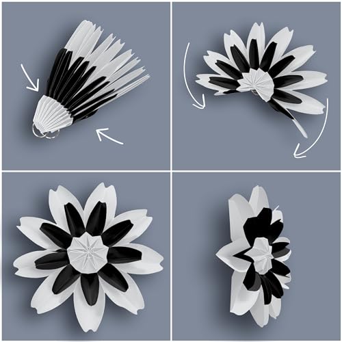 Teacher Created Resources Black and White Paper Flowers Premade Decorations for Party Photo Backdrops Classrooms Walls Showers and Birthday Celebrations TCR8351 - Image 3