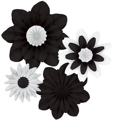 Teacher Created Resources Black and White Paper Flowers Premade Decorations for Party Photo Backdrops Classrooms Walls Showers and Birthday Celebrations TCR8351 - Image 1
